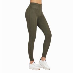 SPANX Faux Suede Olive Green Women's Leggings Small